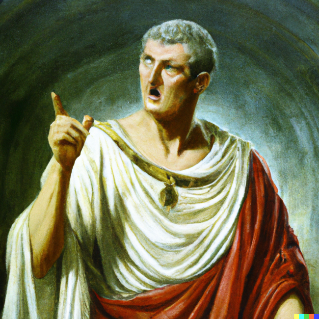 oil painting of cicero talking passionately - AI generated